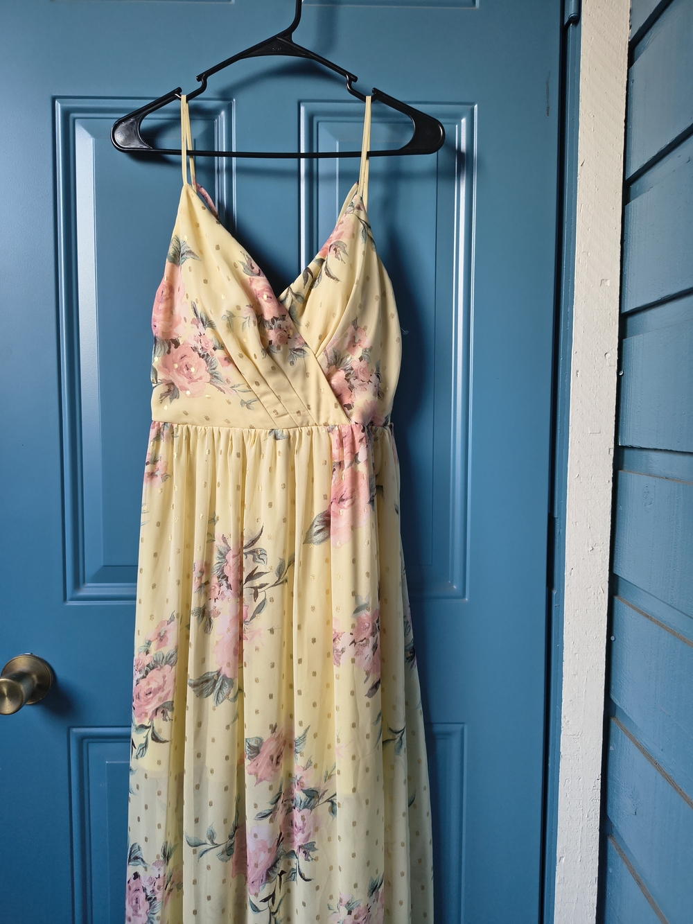 Trixxi Yellow Maxi Dress with Pink Floral Print